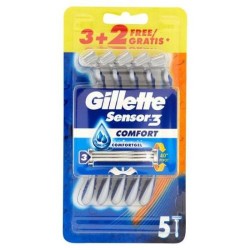 Rasoio Da Uomo Usa E Getta Gillette Sensor3 Comfort - 3 Rasoi + 2