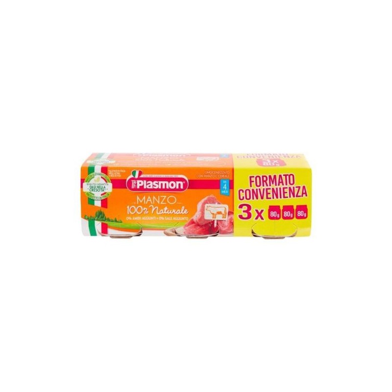 Plasmon Omogeneizzato con Manzo e Cereali 3 x 80 g