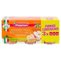 Plasmon Banana Mela Biscotto Miele Omogenizzato 3 X 120 gr